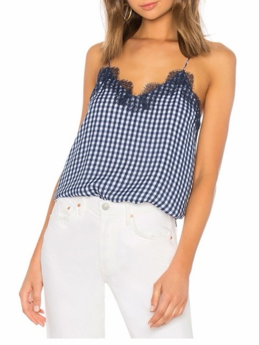 CAMI NYC Racer Georgette in Navy Gingham Size S